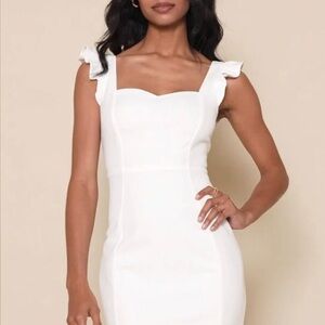 Miriam White Ruffled Bodycon Dress (Lulus, Size Small)